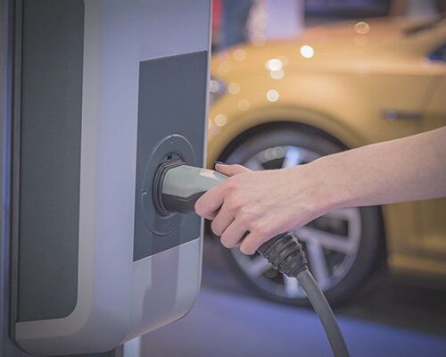 Electric vehicle charging station for home.  3D rendering image.